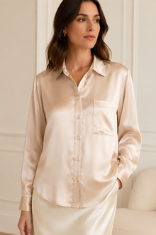 Chemise Maëlys – 100 % soie de mûrier – Caramel