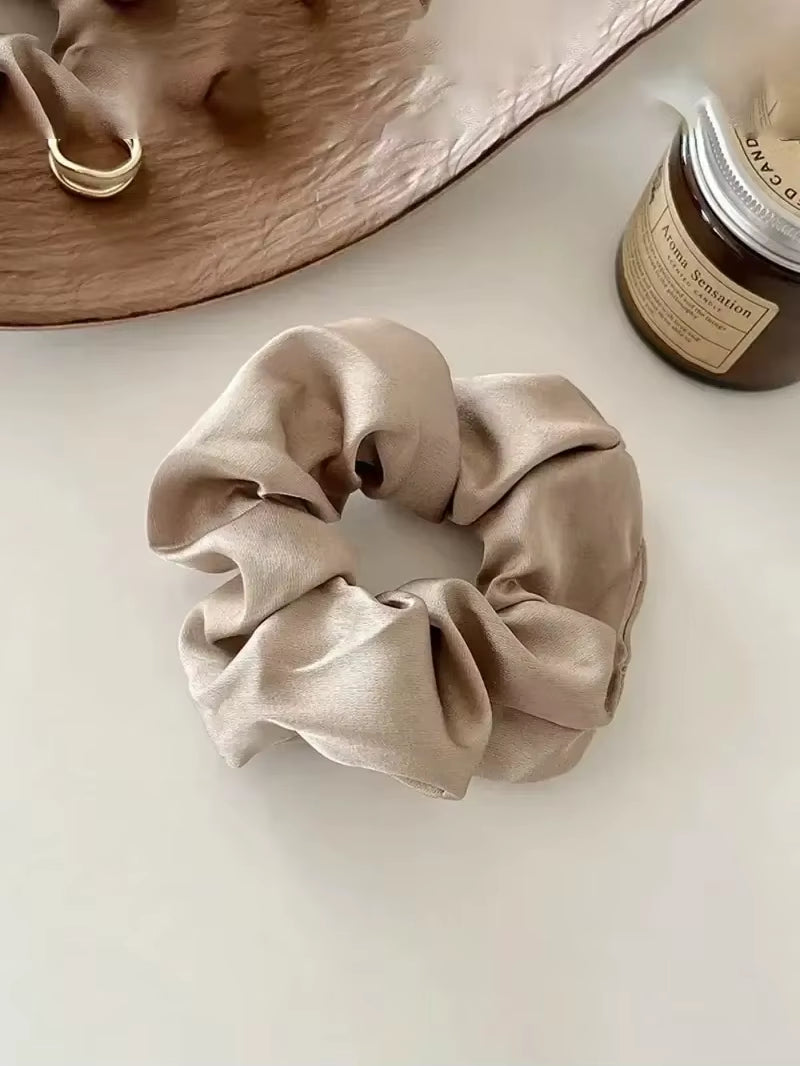 1/3PCS Vintage Silk Hair Scrunchies Elastic Hair Bands Solid Color Women Girls Headwear Ponytail Ties Rope Hair Accessories