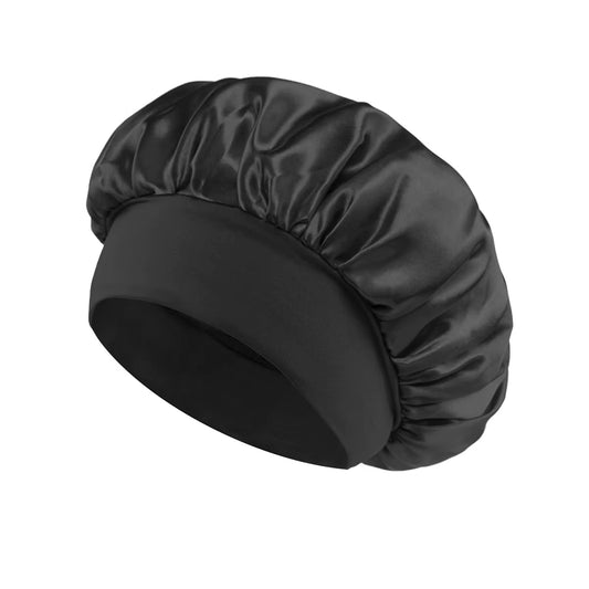Large Satin-Lined Bonnet for Long Hair - Soft Silk Sleep and Shower Cap Hair Wrap Cover, Ideal for Home and Salon Use