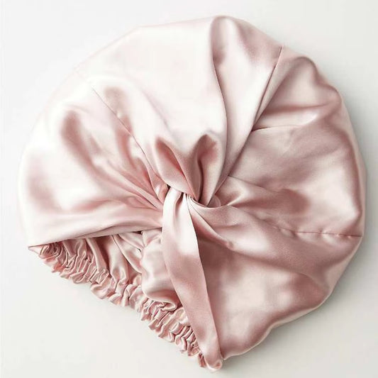 100% Double Silk Sleeping Cap Night Silk Sleeping Bonnet Cover for Women with Elastic Ribbon for Hair Care Long Hair