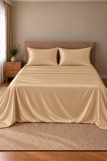 Parure de lit Olyssia – 100 % soie de mûrier – Champagne