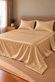 Parure de lit Olyssia – 100 % soie de mûrier – Champagne