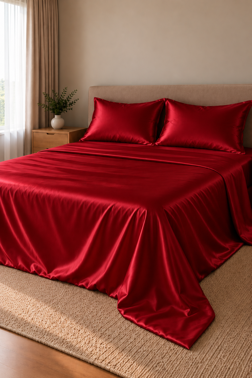Parure de lit Olyssia – 100 % soie de mûrier – Prune
