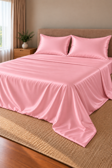 Parure de lit Olyssia – 100 % soie de mûrier – Rose