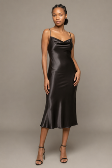 Robe Céliana – 100 % soie de mûrier – Noir