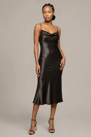 Robe Céliana – 100 % soie de mûrier – Noir