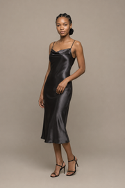 Robe Céliana – 100 % soie de mûrier – Noir