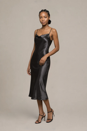 Robe Céliana – 100 % soie de mûrier – Noir