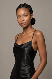 Robe Céliana – 100 % soie de mûrier – Noir