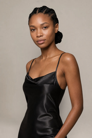Robe Céliana – 100 % soie de mûrier – Noir