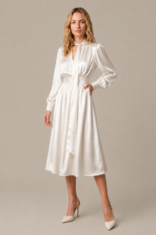 Robe Aurélia – 100 % soie de mûrier – Ivoire