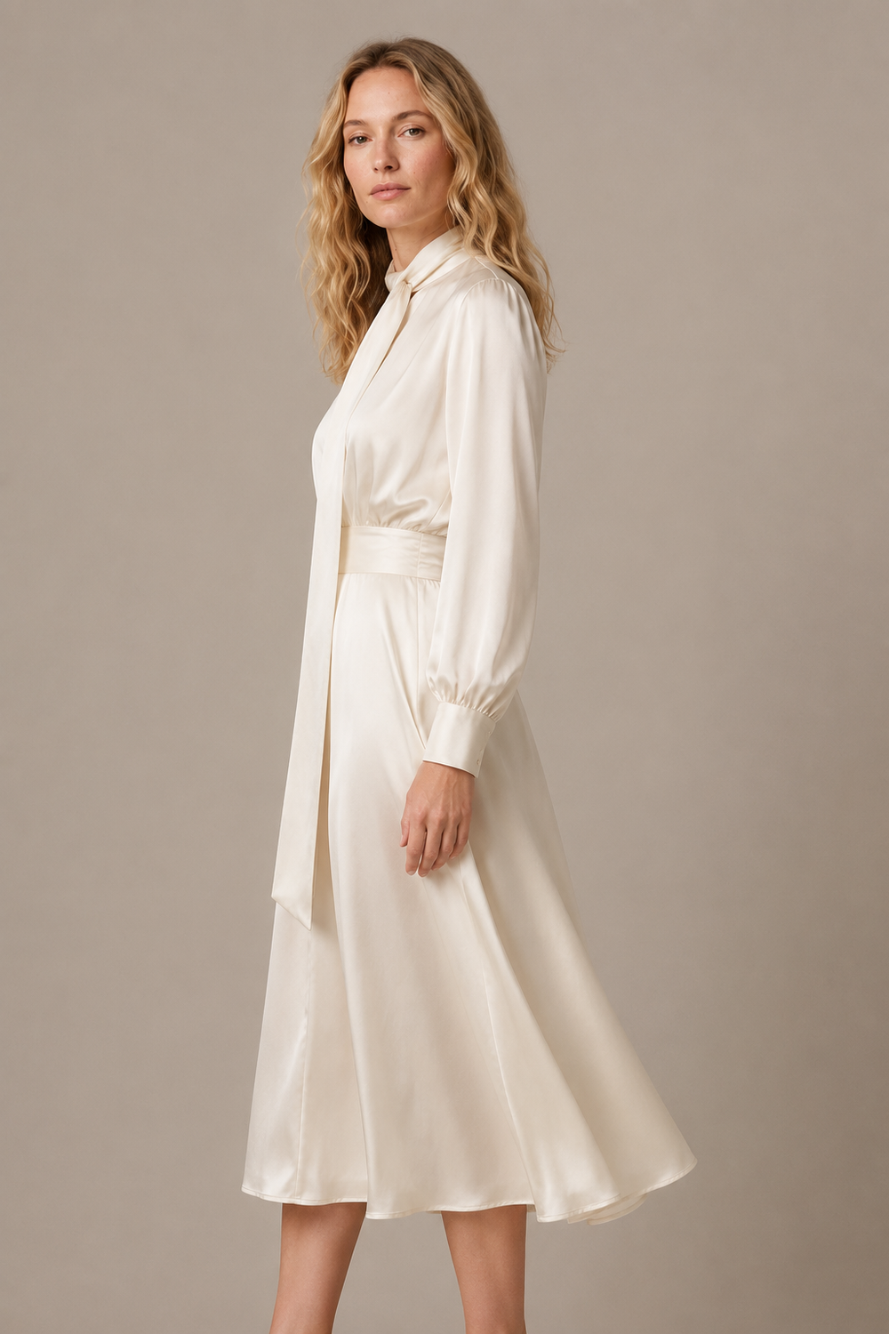 Robe Aurélia – 100 % soie de mûrier – Ivoire