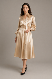 Robe Aurélia – 100 % soie de mûrier – Champagne