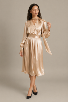 Robe Aurélia – 100 % soie de mûrier – Champagne