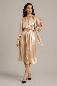 Robe Aurélia – 100 % soie de mûrier – Champagne