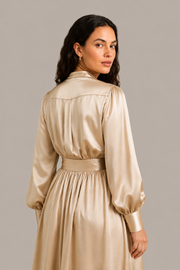 Robe Aurélia – 100 % soie de mûrier – Champagne