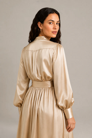 Robe Aurélia – 100 % soie de mûrier – Champagne