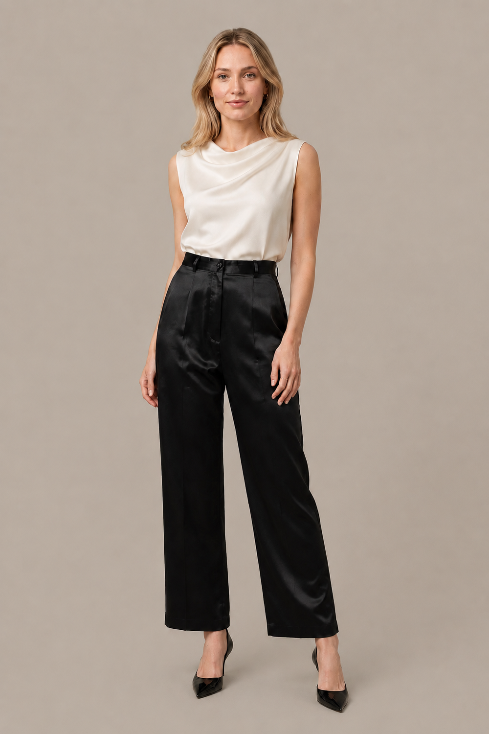 Pantalon Améliane – Coupe large – 100 % soie de mûrier