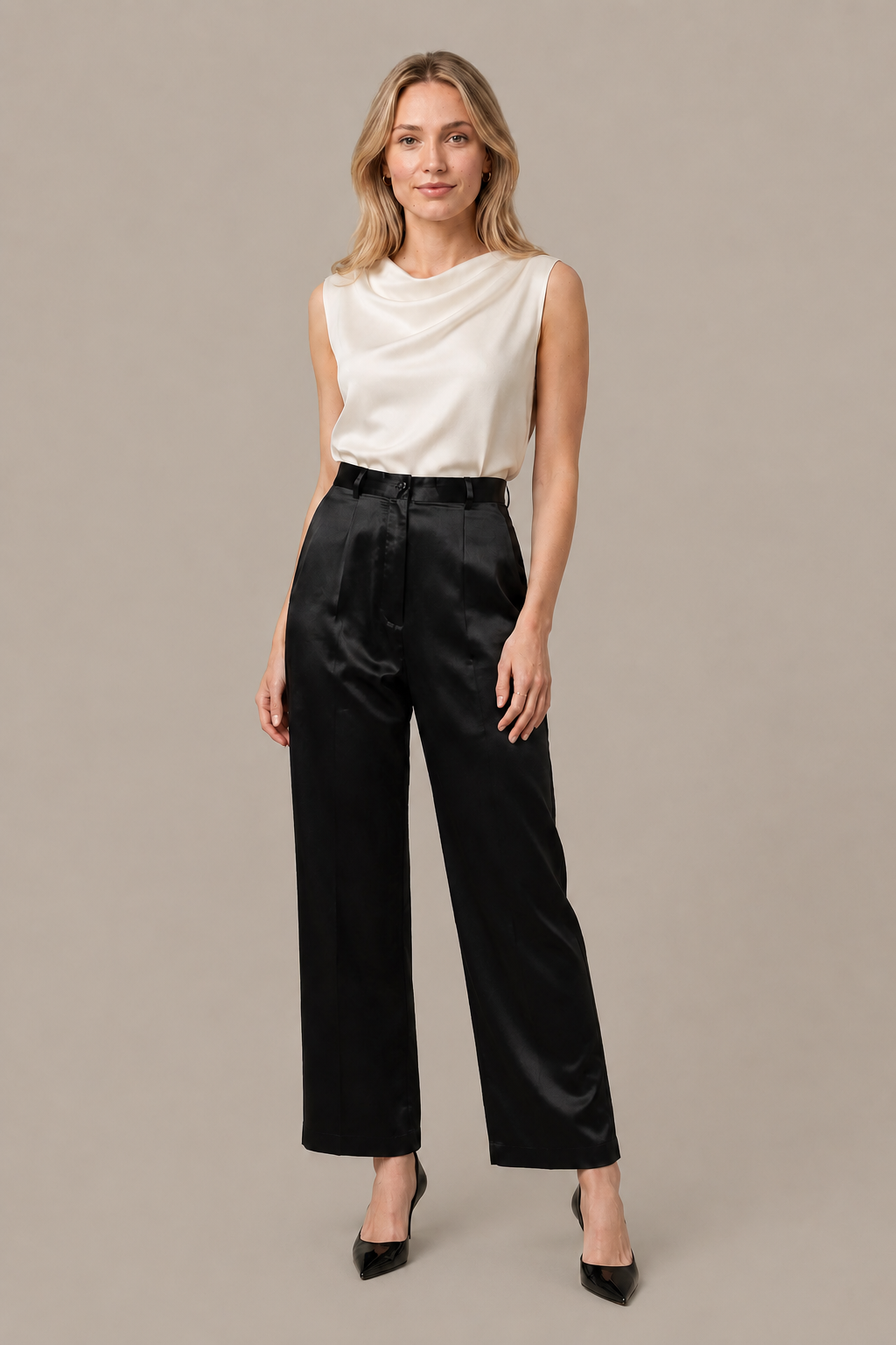 Pantalon Améliane – Coupe large – 100 % soie de mûrier