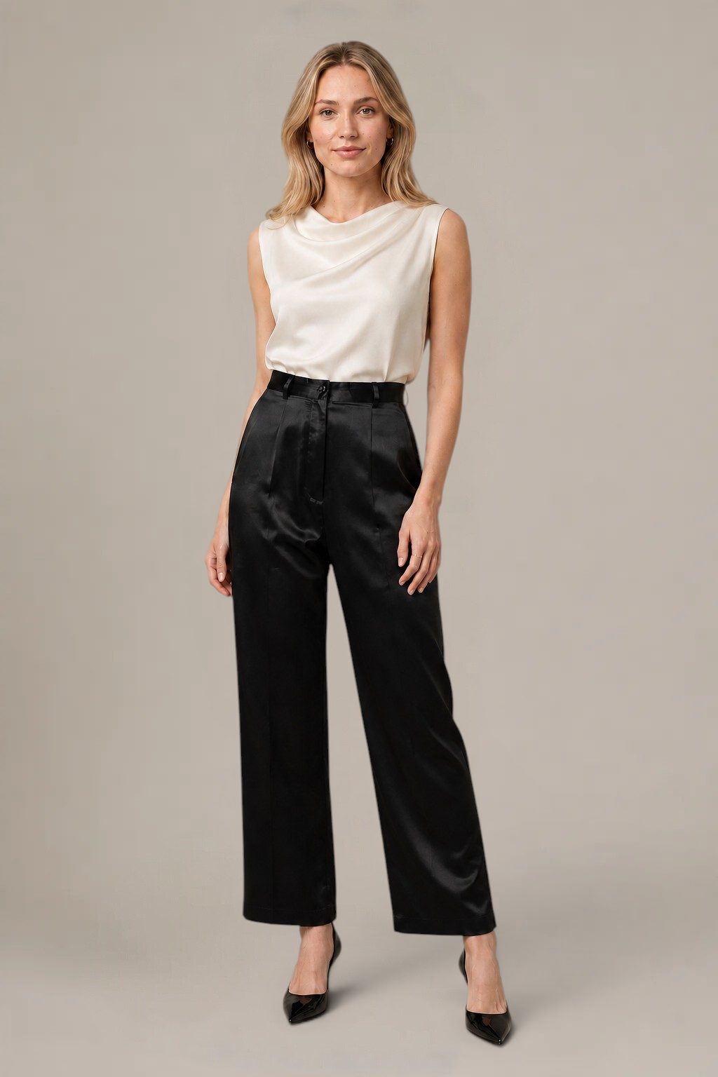 Pantalon Améliane – Coupe large – 100 % soie de mûrier