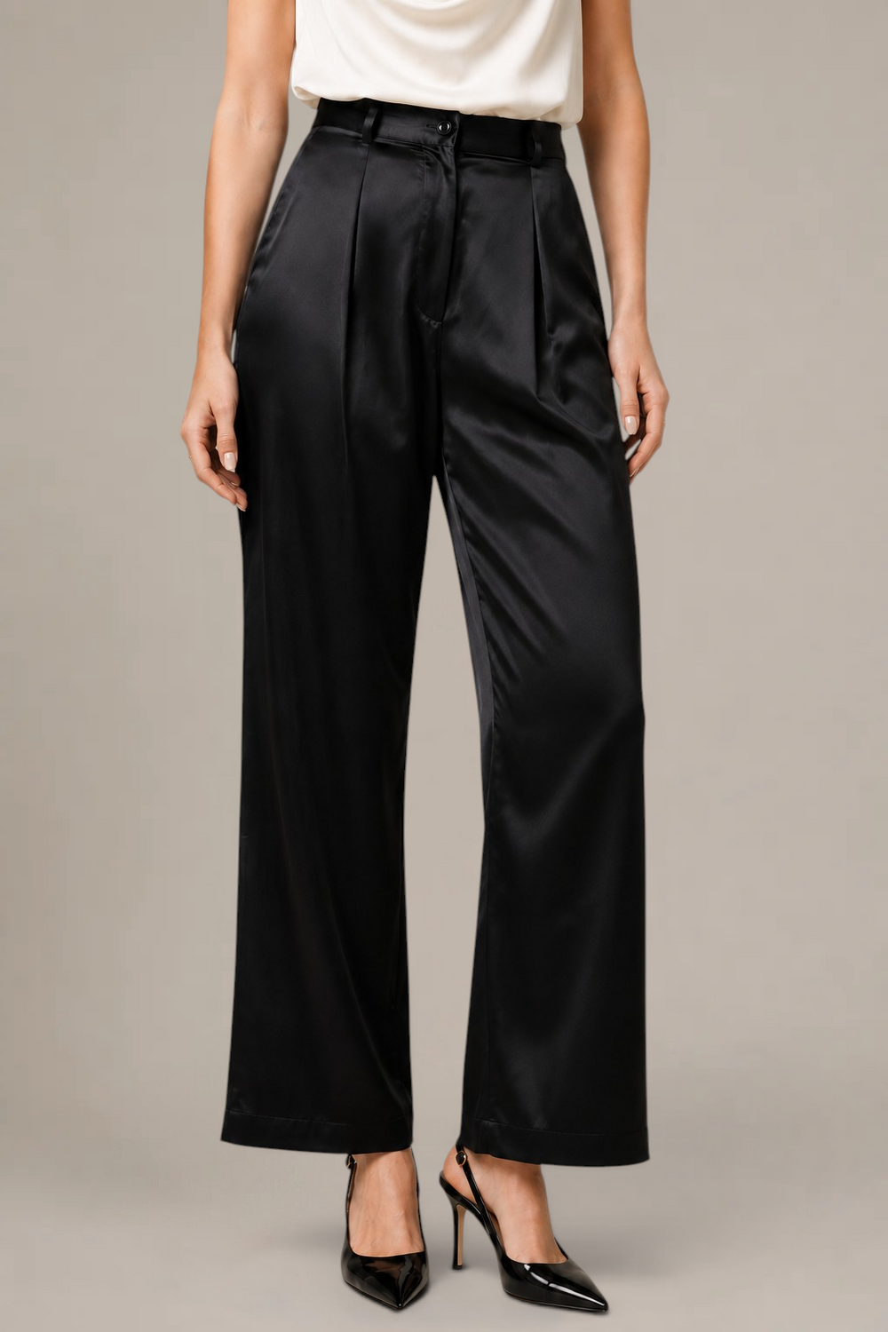 Pantalon Améliane – Coupe large – 100 % soie de mûrier