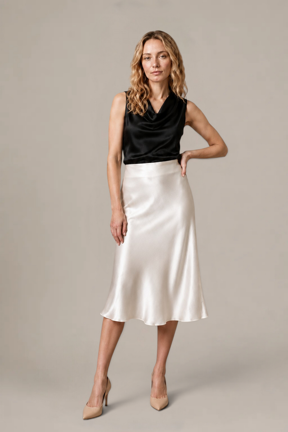 Jupe Calista Midi – 100 % soie de mûrier