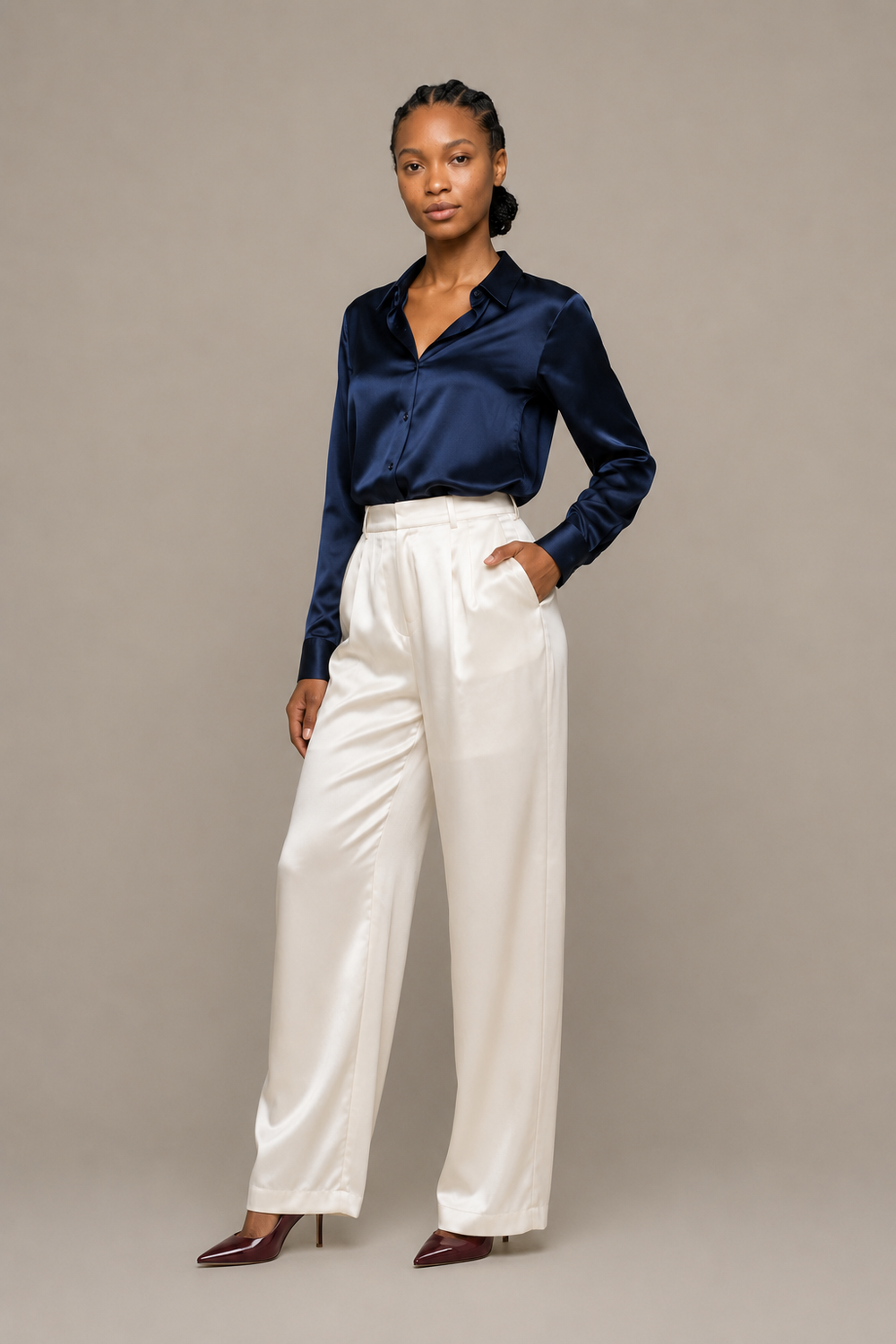 Pantalon Valéria – 100 % soie de mûrier