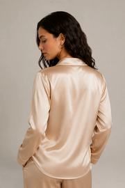 Pyjama Éliana – 100 % soie de mûrier – Champagne