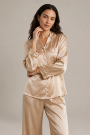 Pyjama Éliana – 100 % soie de mûrier – Champagne