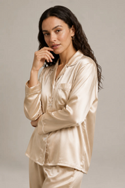 Pyjama Éliana – 100 % soie de mûrier – Champagne