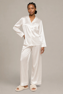 Pyjama Éliana – 100 % soie de mûrier – Ivoire
