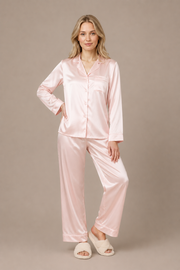 Pyjama Éliana – 100 % soie de mûrier – Rose