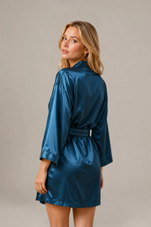 Kimono Lyséa – 100 % soie de mûrier – Bleu