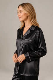 Pyjama Éliana – 100 % soie de mûrier – Noir