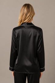 Pyjama Éliana – 100 % soie de mûrier – Noir