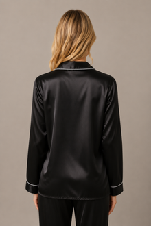 Pyjama Éliana – 100 % soie de mûrier – Noir