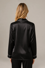 Pyjama Éliana – 100 % soie de mûrier – Noir