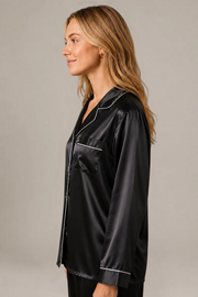 Pyjama Éliana – 100 % soie de mûrier – Noir