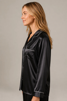 Pyjama Éliana – 100 % soie de mûrier – Noir