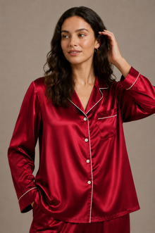 Pyjama Éliana – 100 % soie de mûrier – Prune