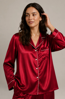 Pyjama Éliana – 100 % soie de mûrier – Prune