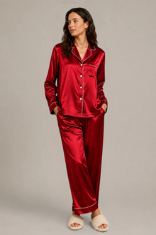 Pyjama Éliana – 100 % soie de mûrier – Prune