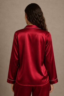 Pyjama Éliana – 100 % soie de mûrier – Prune