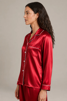 Pyjama Éliana – 100 % soie de mûrier – Prune