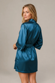 Kimono Lyséa – 100 % soie de mûrier – Bleu