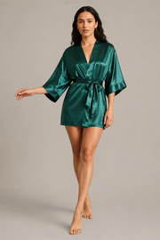 Kimono Lyséa – 100 % soie de mûrier – Vert