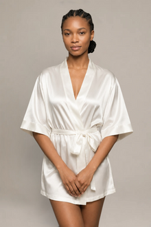 Kimono Lyséa – 100 % soie de mûrier – Ivoire
