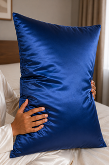 Taie d’oreiller Séralia – 100 % soie de mûrier – Bleu
