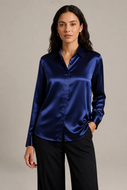 Chemise Épure - 100 % soie de mûrier - Marine