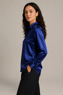 Chemise Épure - 100 % soie de mûrier - Marine